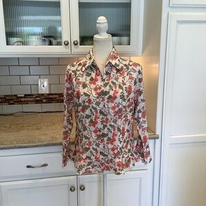 Floral Button Down Cotton Shirt Size Large Millenium Brand